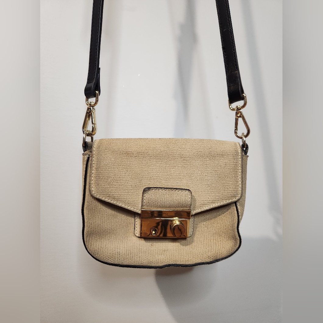 Classy Innue Beige Small Genuine Leather Clutch Crossbody Bag